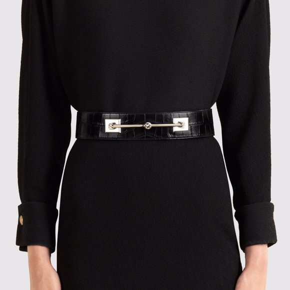 NWT GUCCI CROCODILE HORSEBIT WAIST BELT